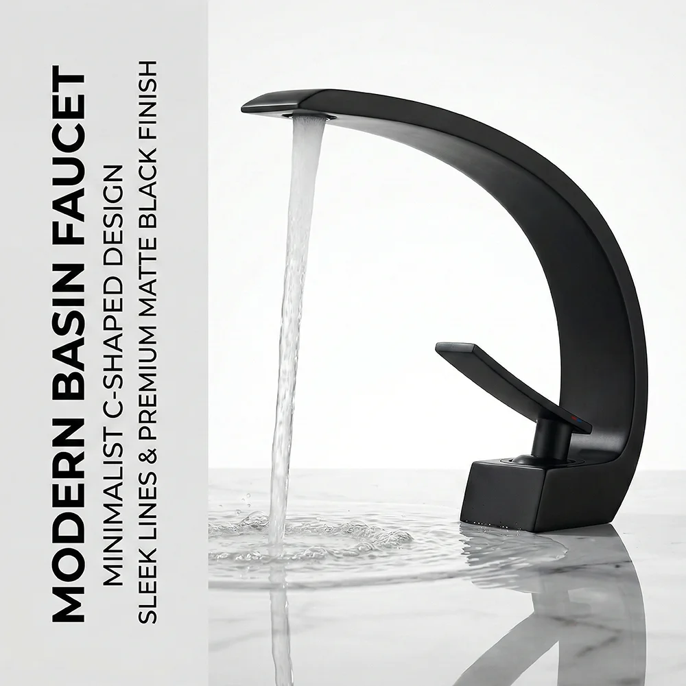 Silicone Tap Washer - Matowa Czarna Bateria Łazienkowa, Nowoczesna Bateria