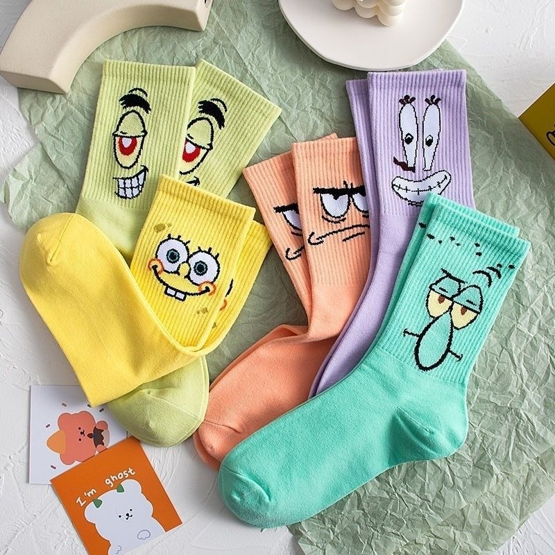 Pipe Bending Spring - Letnie bawełniane skarpetki SpongeBob SquarePants damskie,