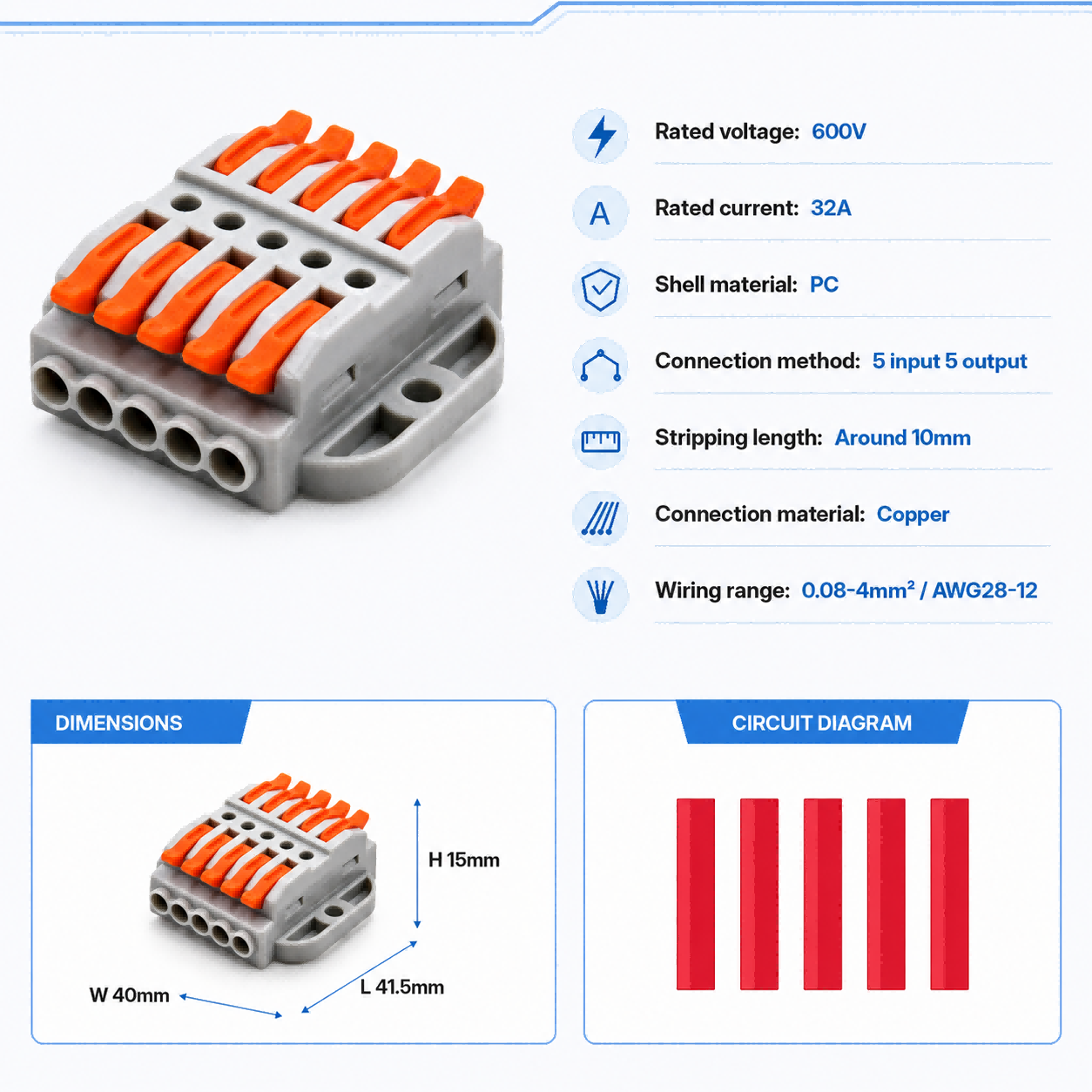 Złączki przewodów 2-30 pinowe, – Push Fit Connector recenzja i cena